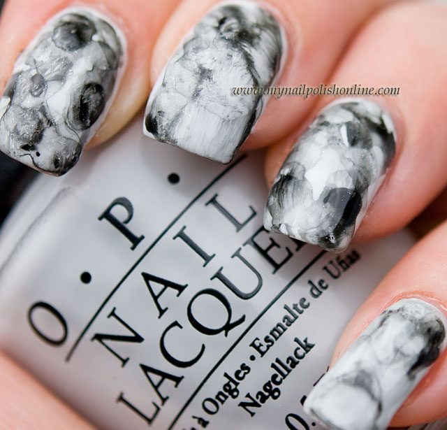 Black and white watercolor manicure - My Nail Polish Online