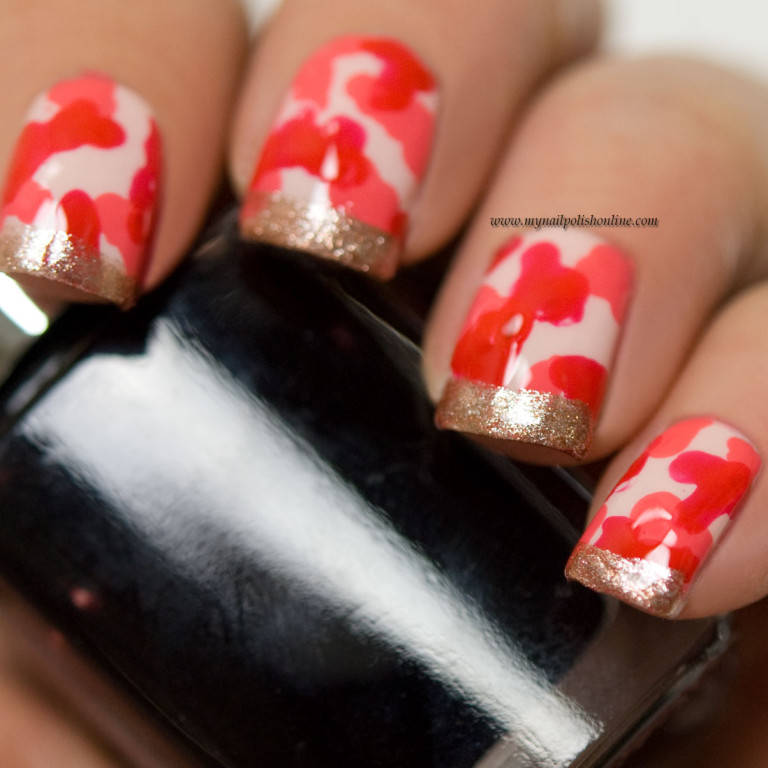 Camouflage nails with funky French - My Nail Polish Online